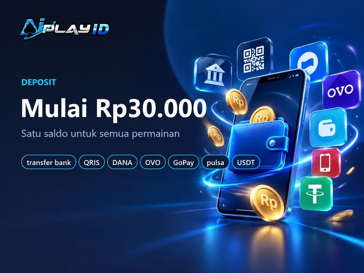 Banner deposit AIPlay mulai Rp30.000 dengan metode pembayaran yang tersedia