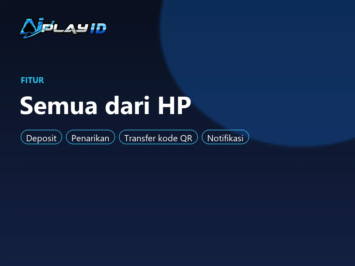 Panel fitur aplikasi AIPlay: deposit, transfer kode QR dan notifikasi