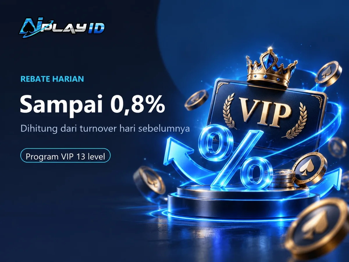 Banner rebate harian AIPlay sampai 0,8% dan program VIP 13 level